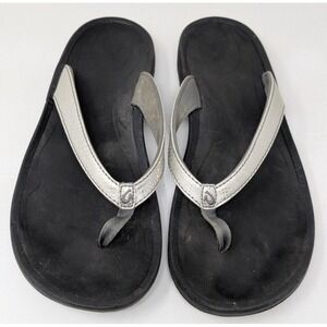 OluKai Kulapa Kai Sandals Women's Size 11 Sliver Thong Flip Flops 20198-2K40